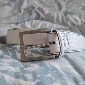 NWT NEW FRESCO GOLF Men's Leather Alligator Embossed Belt White 115/45"